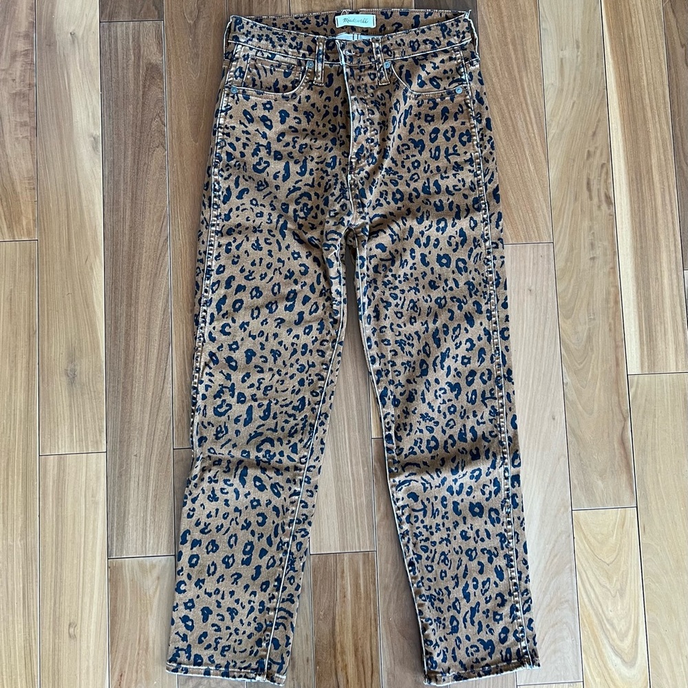 Madewell Leopard Print Straight Leg Jeans - Tan and Black